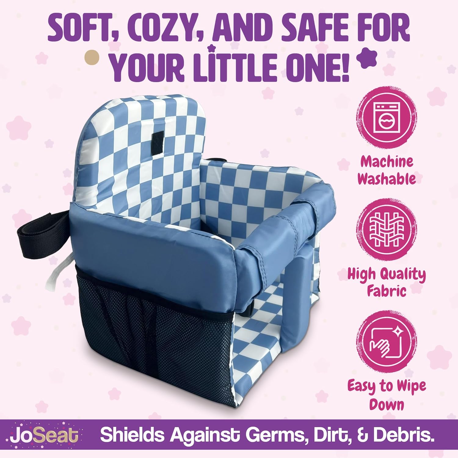 Shopping Cart Cover for Baby (Blue Checkered)