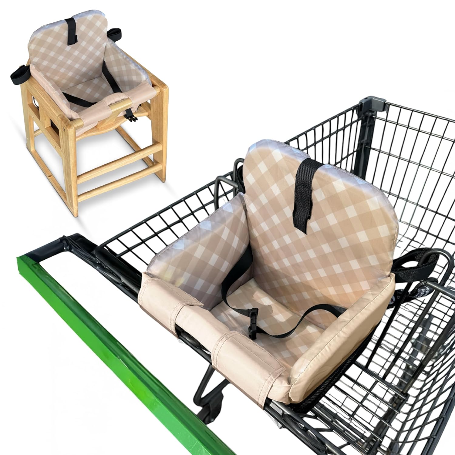 Shopping Cart Cover for Baby (Beige Diagonal Checkered)