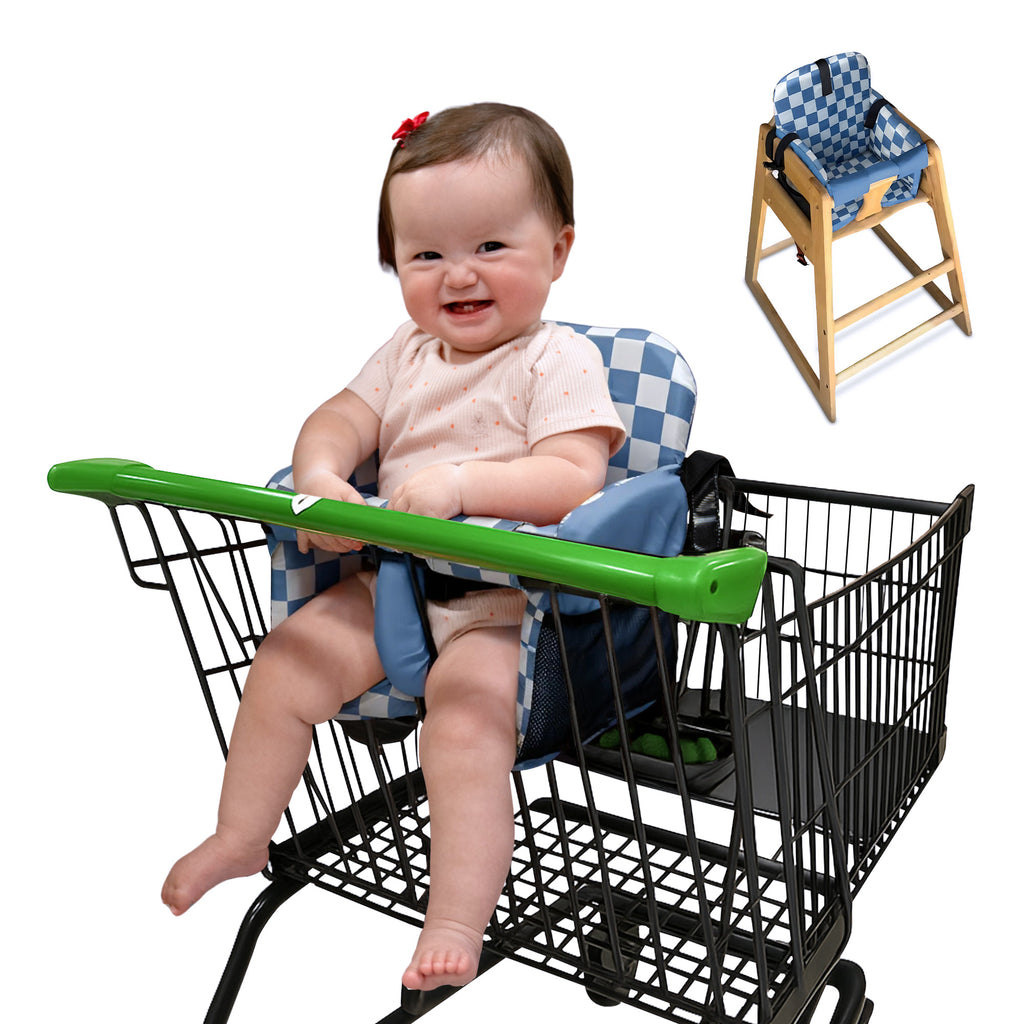 Shopping Cart Cover for Baby (Blue Checkered)