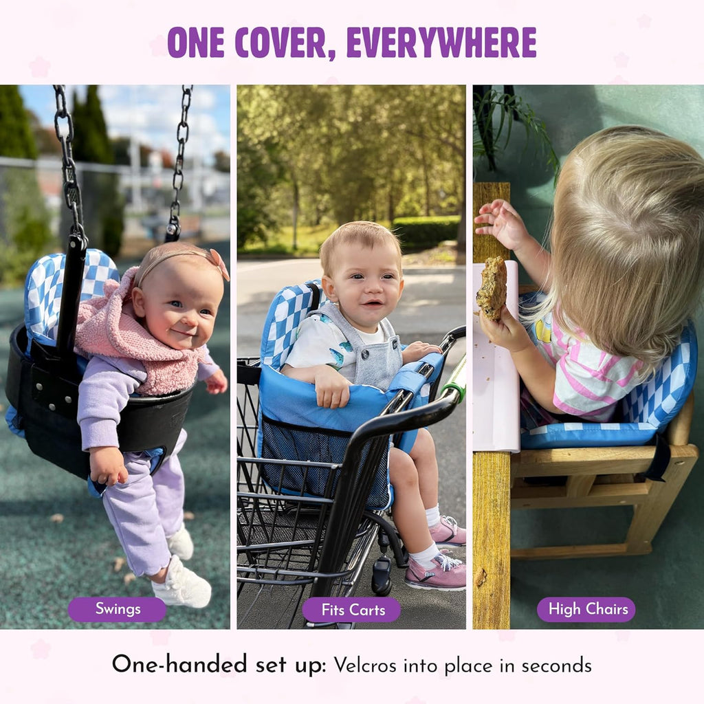 Shopping Cart Cover for Baby (Blue Checkered)
