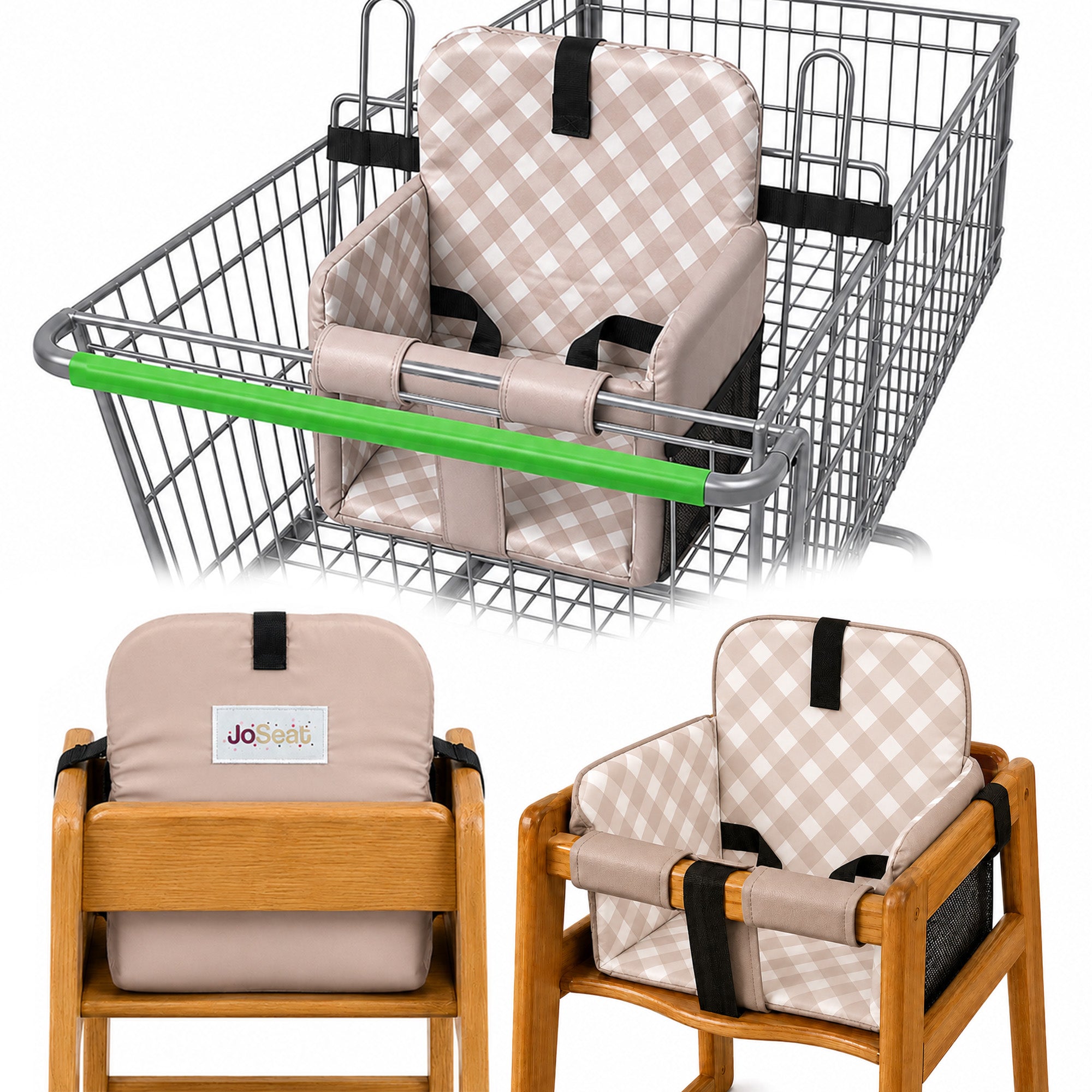 Shopping Cart Cover for Baby (Beige Diagonal Checkered)