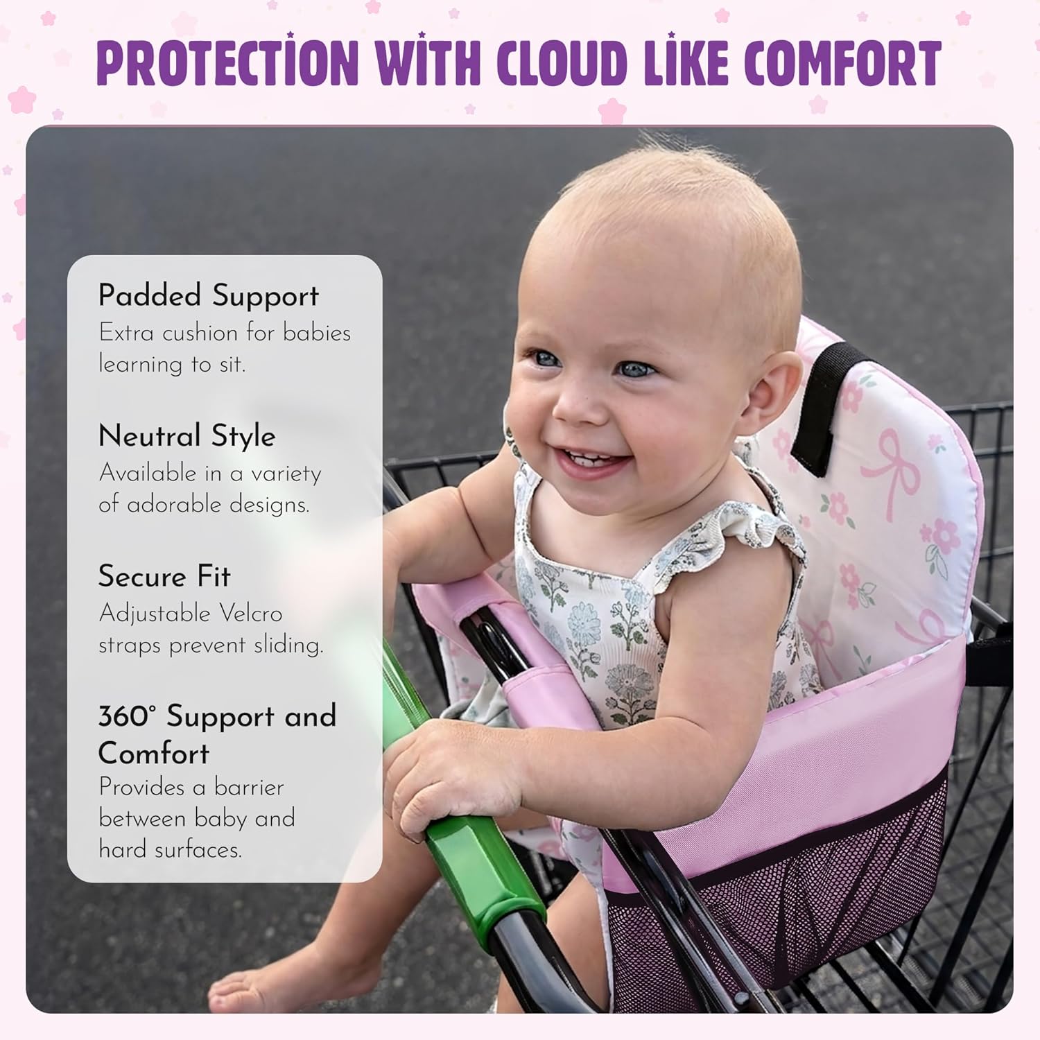 Shopping Cart Cover for Baby (Pink Bows)